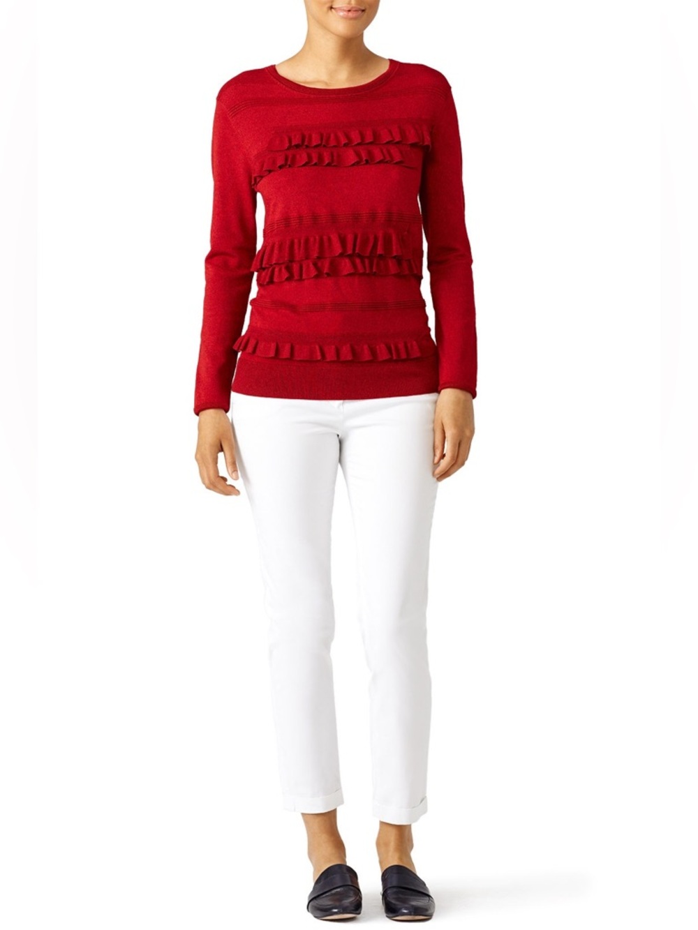 Diane von Furstenberg Ruby Red Bennie Ruffle Sweater